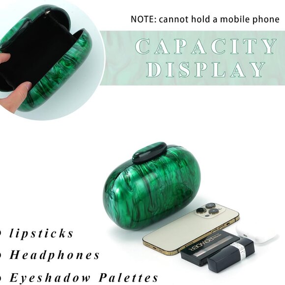 Elegant Marble Acrylic Clutch Purse for Women, Chic Shell Shape Crossbody Evenin - Picture 5 of 7